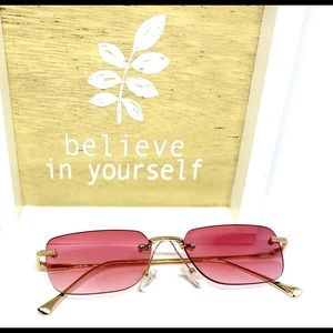 Plum Tinted Rimless Sunglasses